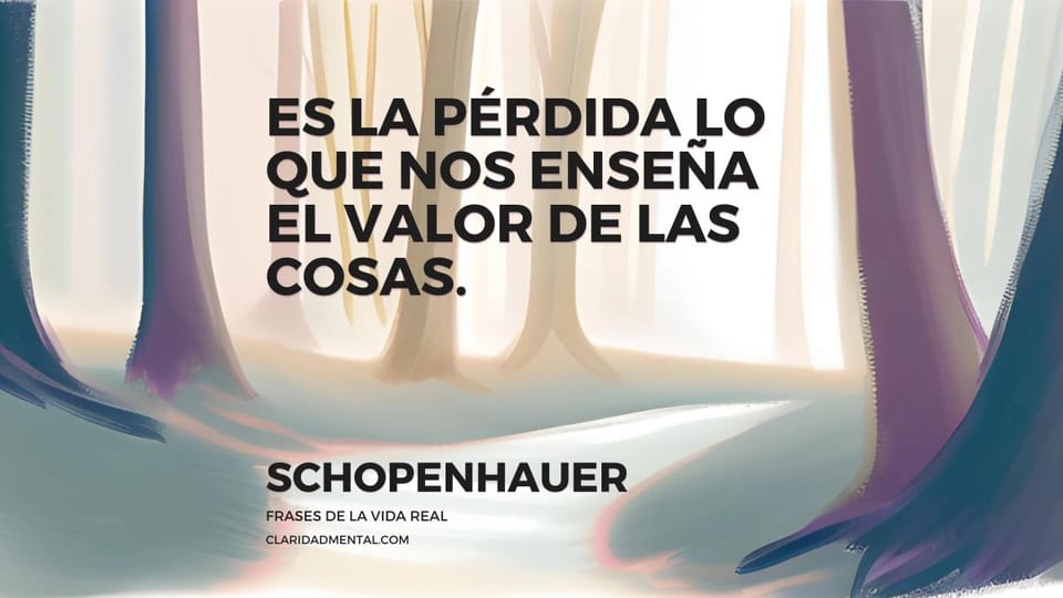 Schopenhauer: Es la pérdida lo que nos enseña el valor de las cosas.