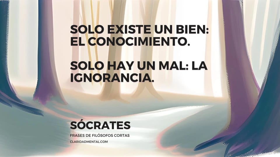 Sócrates: Solo existe un bien: el conocimiento. Solo hay un mal: la ignorancia.